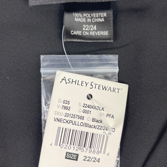 Women’s Ashley Stewart Black Long Sleeve Blouse Size 22/24 NWT - Picture 3 of 3